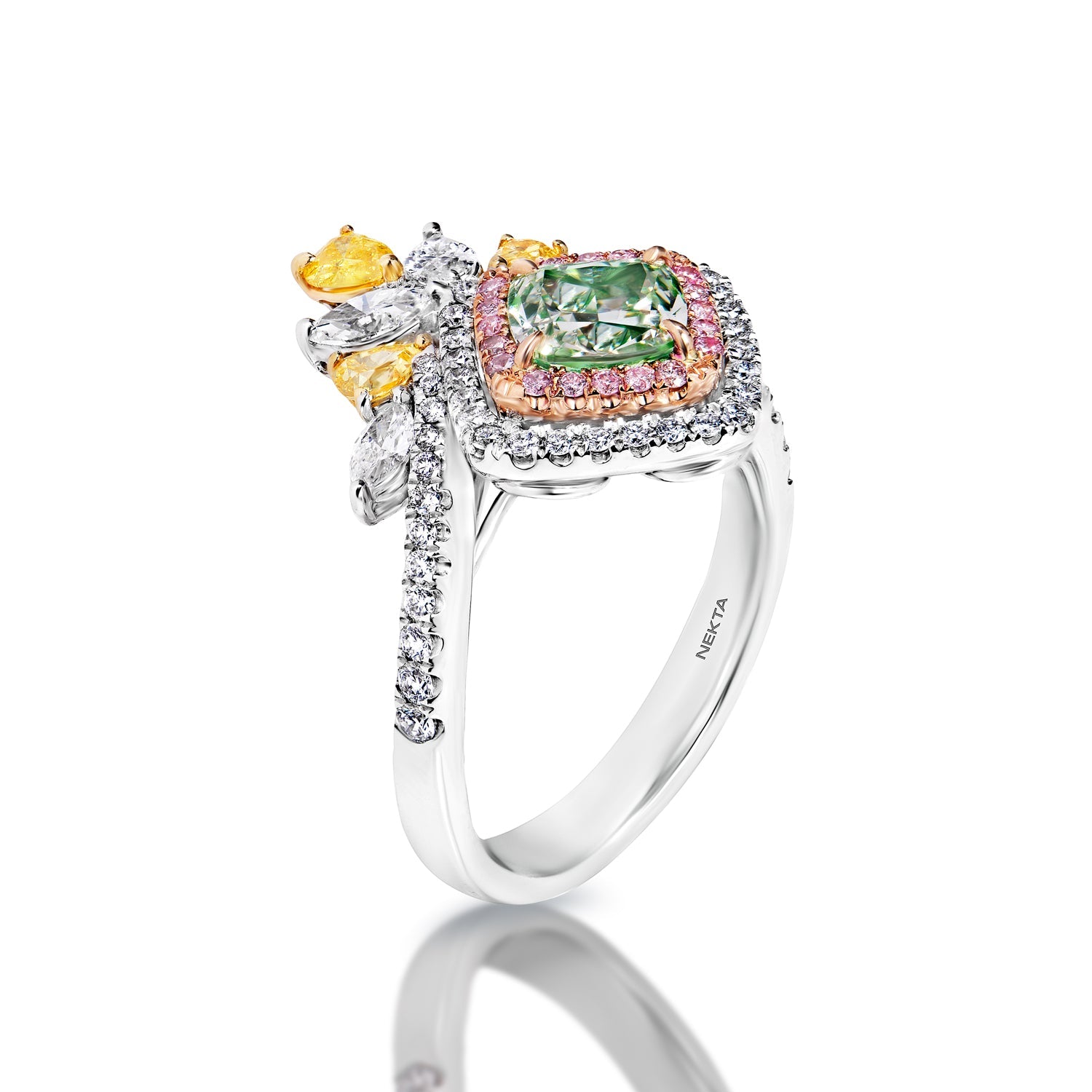 Green Roses Diamond Light Green Diamond Engagement Ring