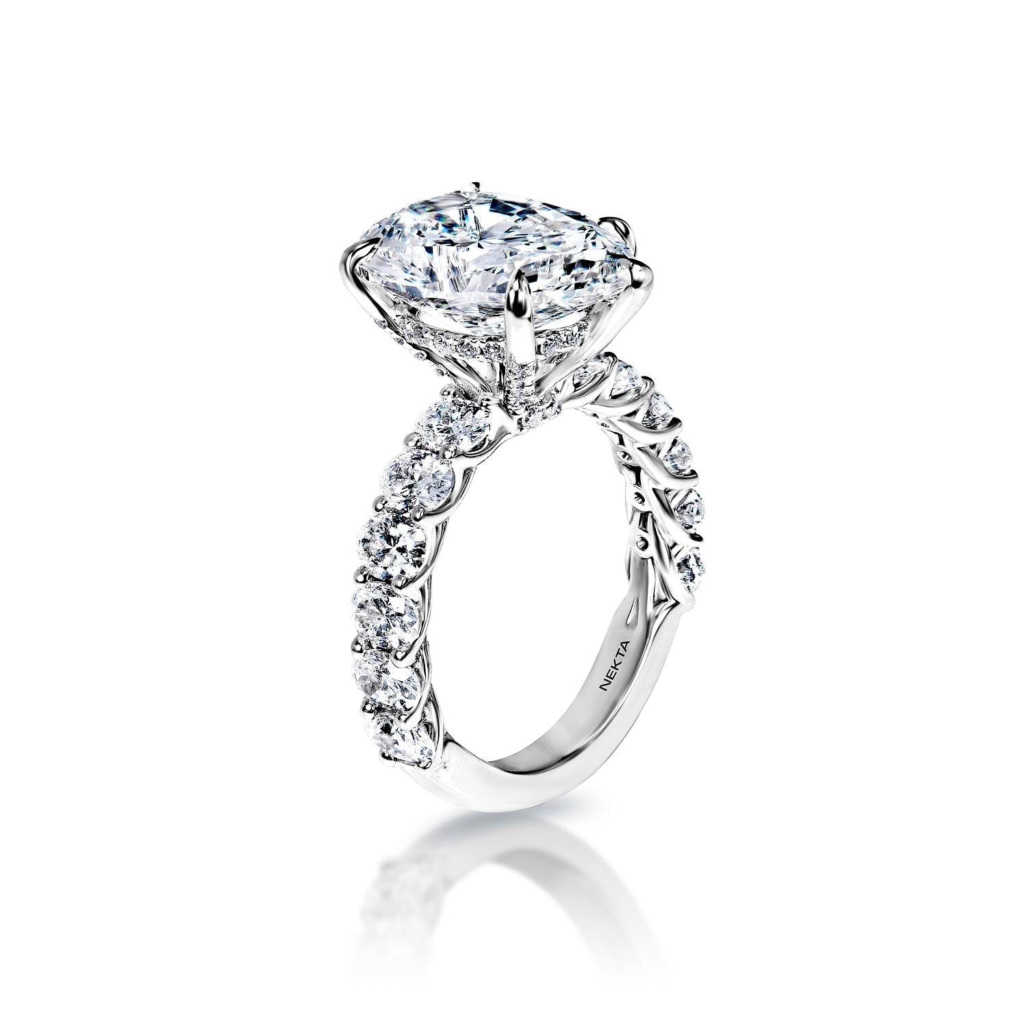 Ellianna 8 Carat H Internally Flawless Pear Shape Diamond Engagement Ring in 18k White Gold Side View