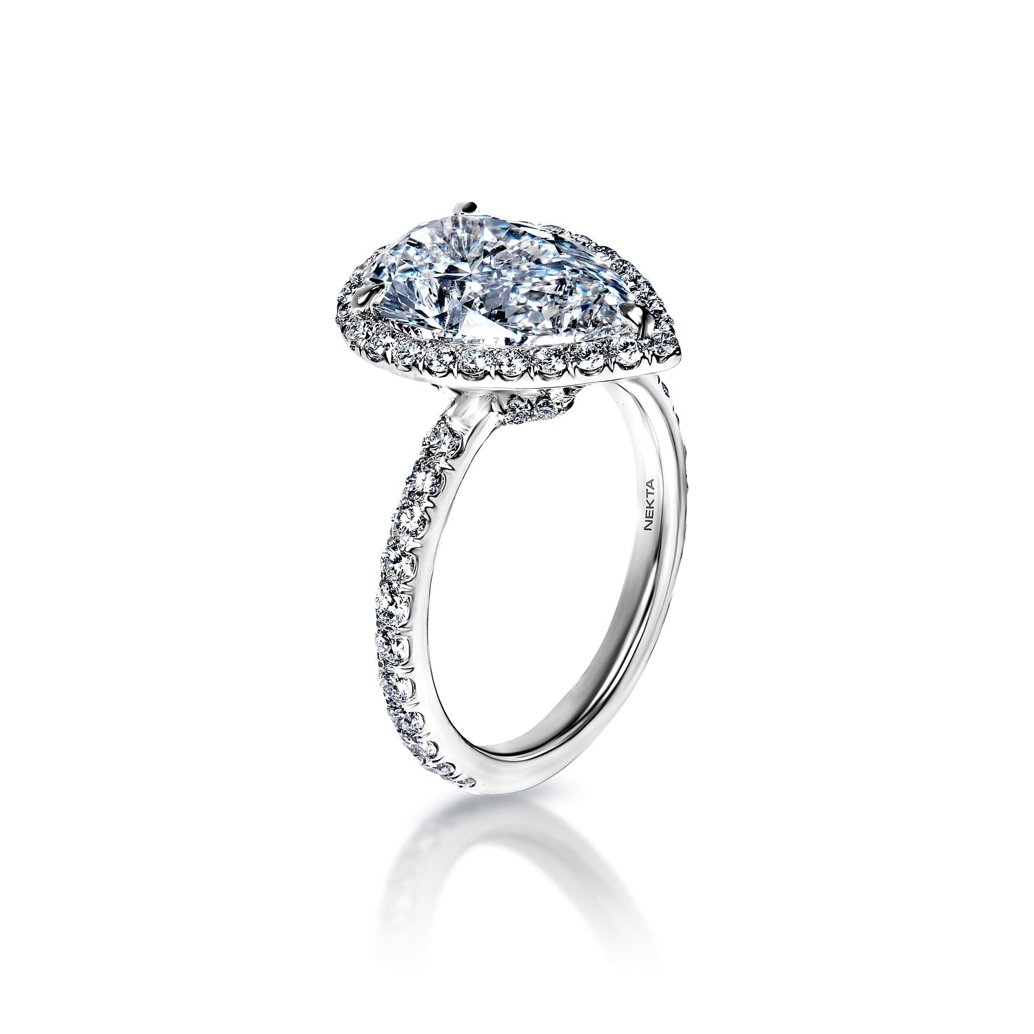 Janelle 5 Carat F VS1 Pear Shape Diamond Engagement Ring in Platinum Side View