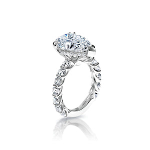 Naya 7 Carats G VVS1 Pear Shape Diamond Engagement Ring in 18k White Gold Side View