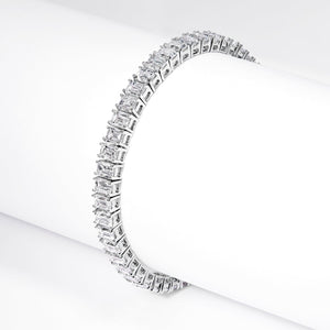 Ling 16 Carat Emerald Cut Lab-Grown Single Row Diamond Tennis Bracelet in 14k White Gold