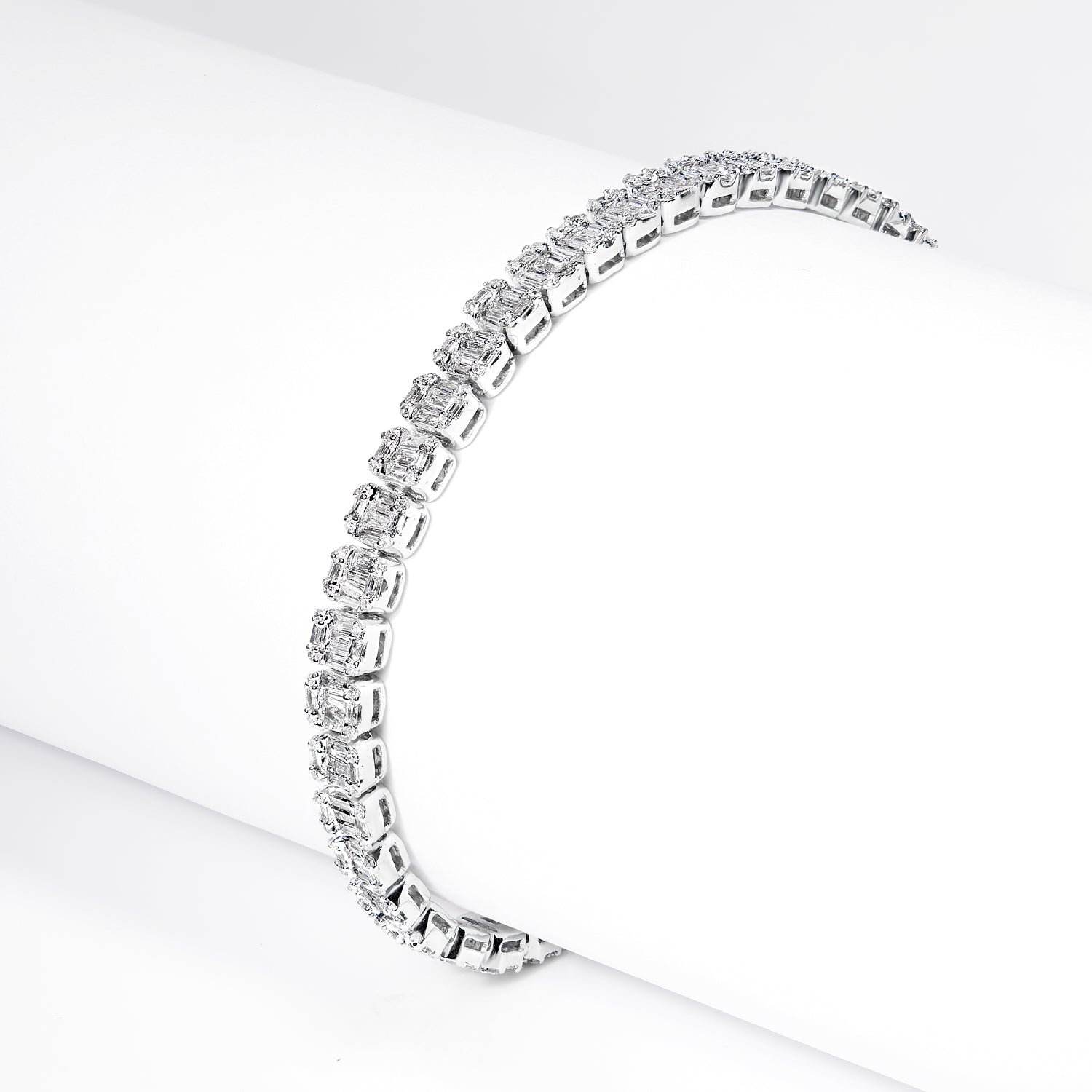 Linora 4 Carat Combine Mix Shape Single Row Lab-Grown Diamond Bracelet in 14k White Gold