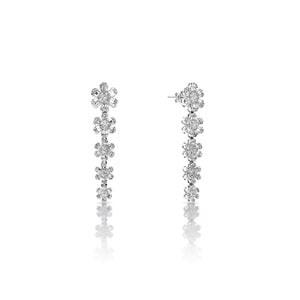 Alayah 2 Carat Combine Mix Shape Diamond Hanging Earrings in 14k White Gold Front and Side View