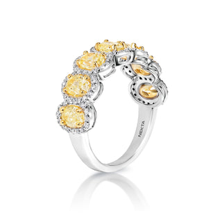 Gracelynn 3 Carat Yellow Combine Mix Shape Halo Diamond Engagement Ring in 14k White Gold Side View