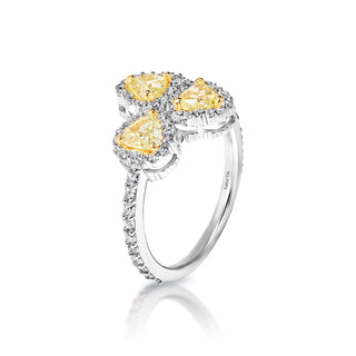Aniyah 2 Carat Yellow Combine Mix Shape Diamond Engagement Ring in 14k White Gold Side View