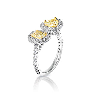 Vanessa 3 Carat Yellow Combine Mix Shape Diamond Engagement Ring in 18k White Gold Side VIew