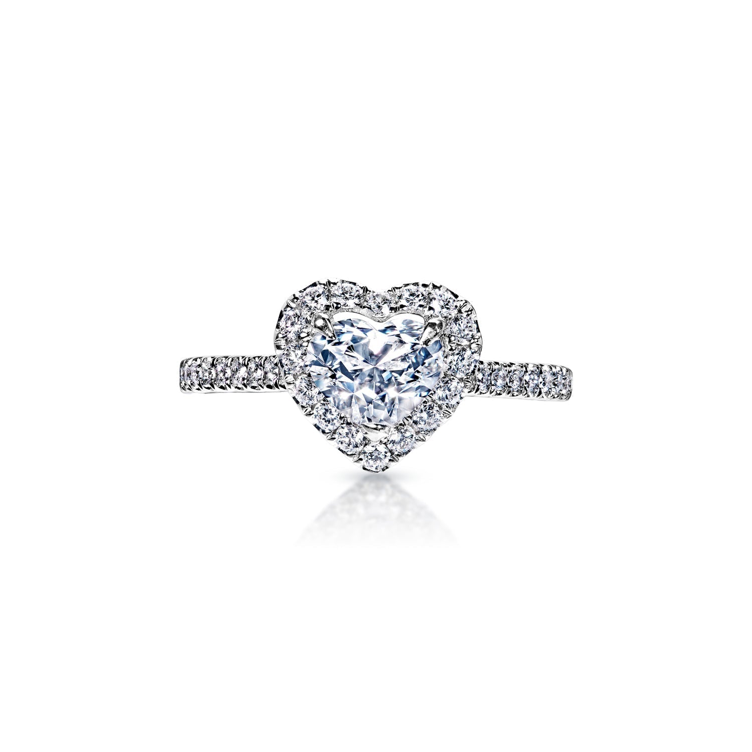 Teagan 1 Carat E VVS2 Heart Shape Diamond Engagement Ring in 18k White Gold Front View