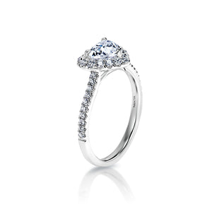 Teagan 1 Carat E VVS2 Heart Shape Diamond Engagement Ring in 18k White Gold Side View