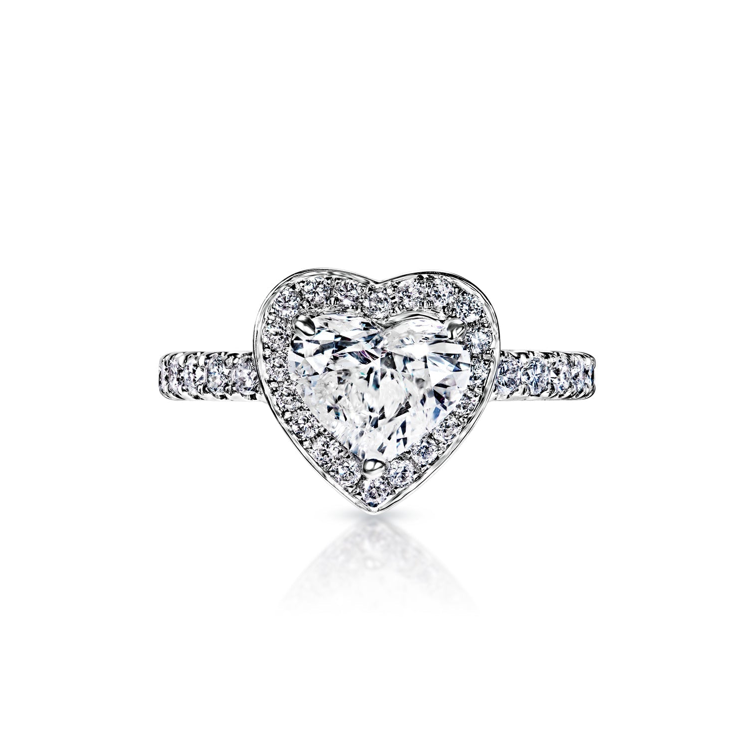 Kayla 2 Carat H SI3 Heart Shape Diamond Engagement Ring in 18k White Gold Front View