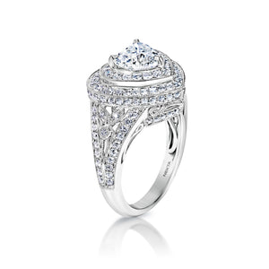 Elaina 3 Carat K SI2 Heart Shape Diamond Engagement Ring in 18k White Gold Side View