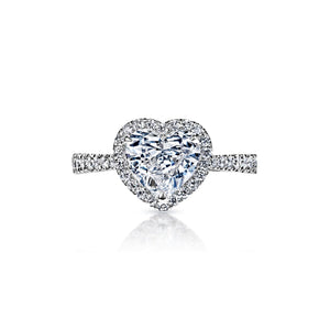 Saylor 2 Carat H VVS1 Heart Shape Diamond Engagement Ring in 18k White Gold Front View