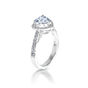 Saylor 2 Carat H VVS1 Heart Shape Diamond Engagement Ring in 18k White Gold Side View