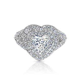 Elaina 3 Carat K SI2 Heart Shape Diamond Engagement Ring in 18k White Gold Front View
