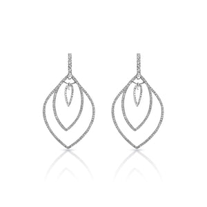 Amina 3 Carat Round Brilliant Diamond Hanging Earrings Front View