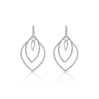 Amina 3 Carat Round Brilliant Diamond Hanging Earrings Front View