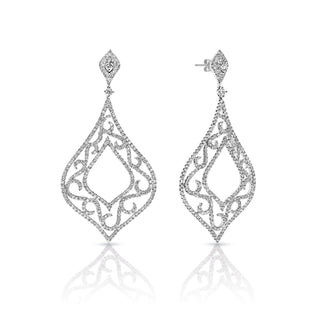 Ariyah 4 Carat Round Brilliant Diamond Hanging Earrings in 14k White Gold Side View