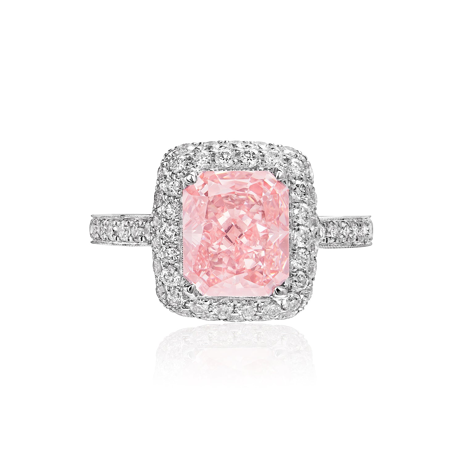 PINK CAVIAR 0.60ct White Round Brilliant & Pink Diamond Engagement Ring in 18ct White Gold main image 1