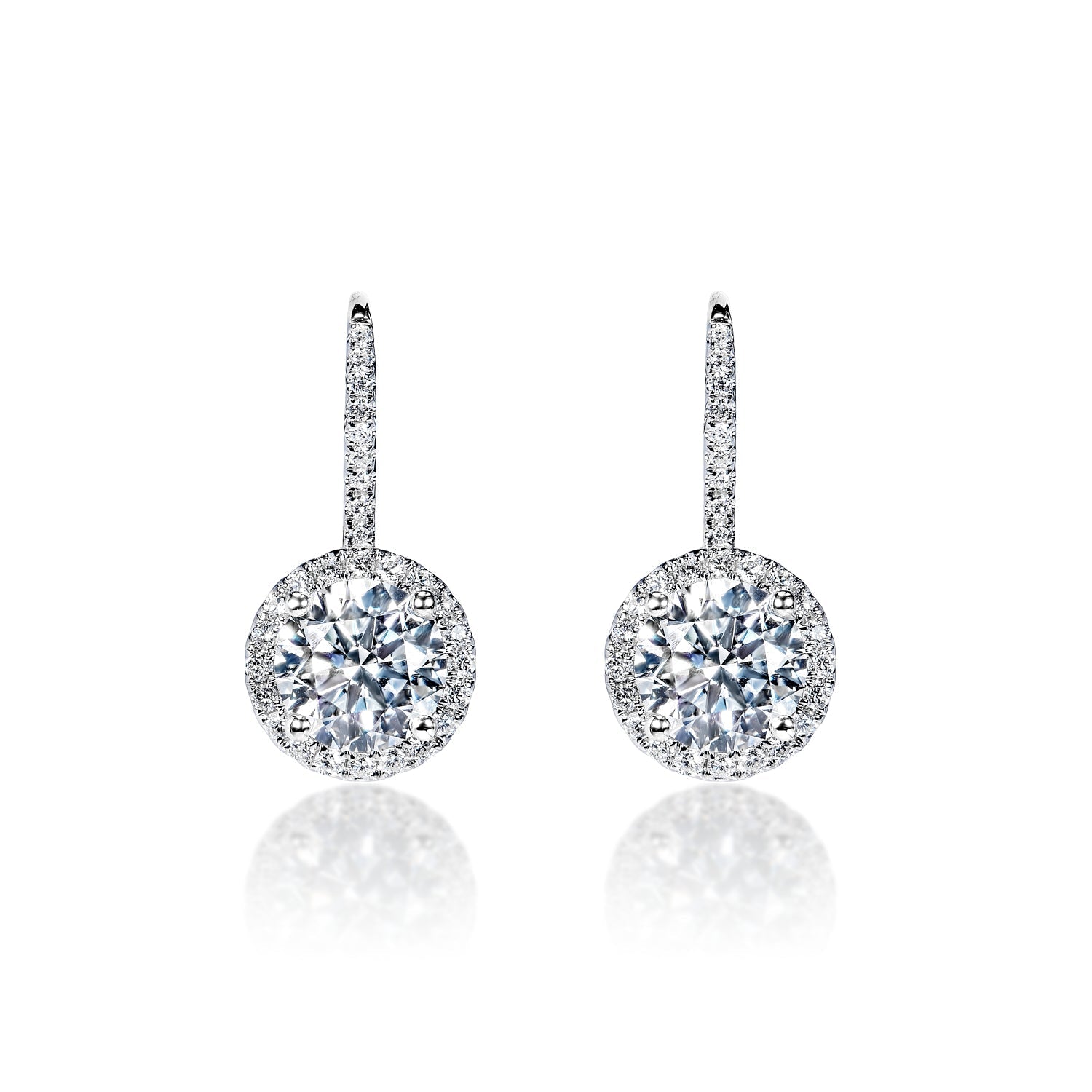 Leverback diamond earrings white gold Clearance