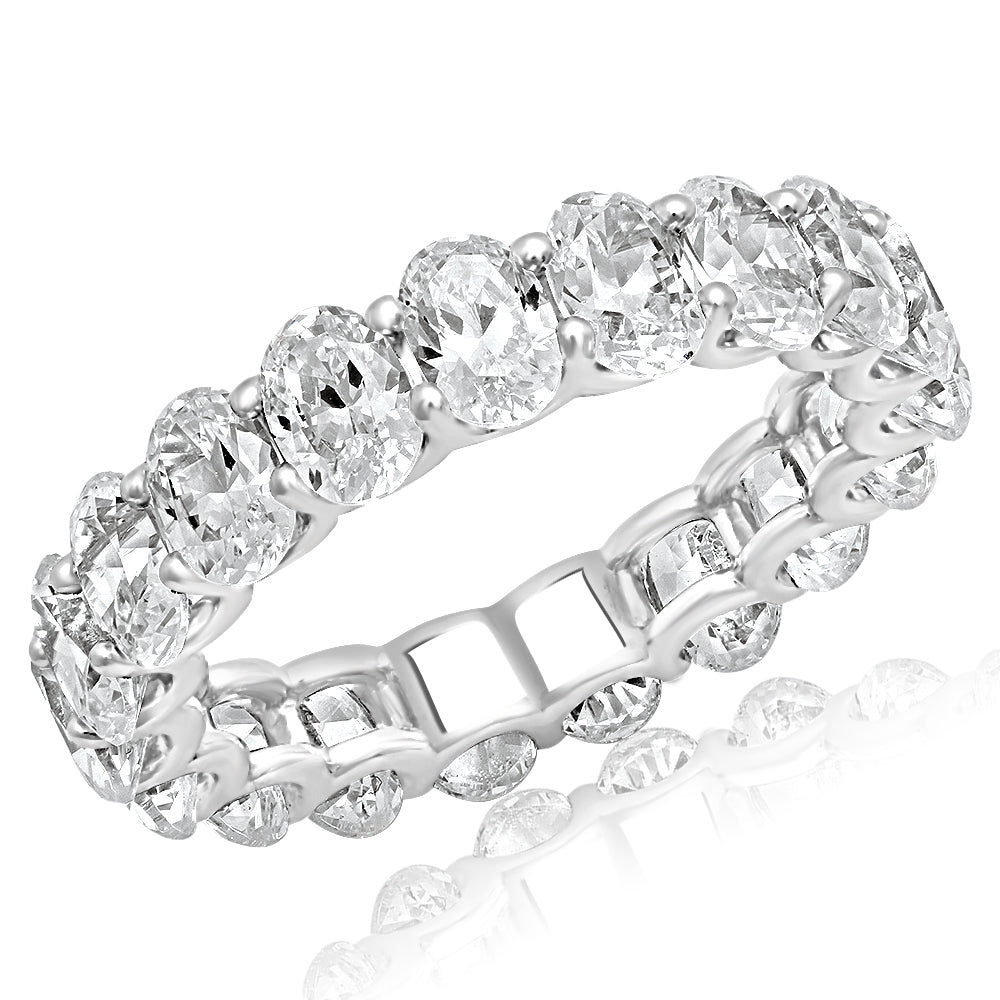 4-5 Carat Oval Cut Diamond Eternity Band in Platinum 25 pointer Side View
