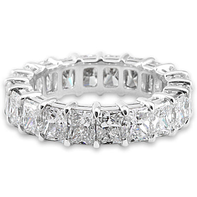 4-5 Carat Radiant Cut Diamond Eternity Band in Platinum 25 pointer Front View