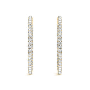 Diamond Eternity Hoop Earrings 4 Carat with  Hinged  Back  in Yellow Gold Side View