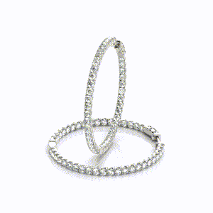 Diamond Hoop Earrings 2 Inch 4 Carat in 14K White Gold Full Video View
