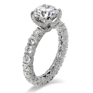 Diamond Ring Round Cut 4 Carat Halo Ring in 18K White Gold Side View