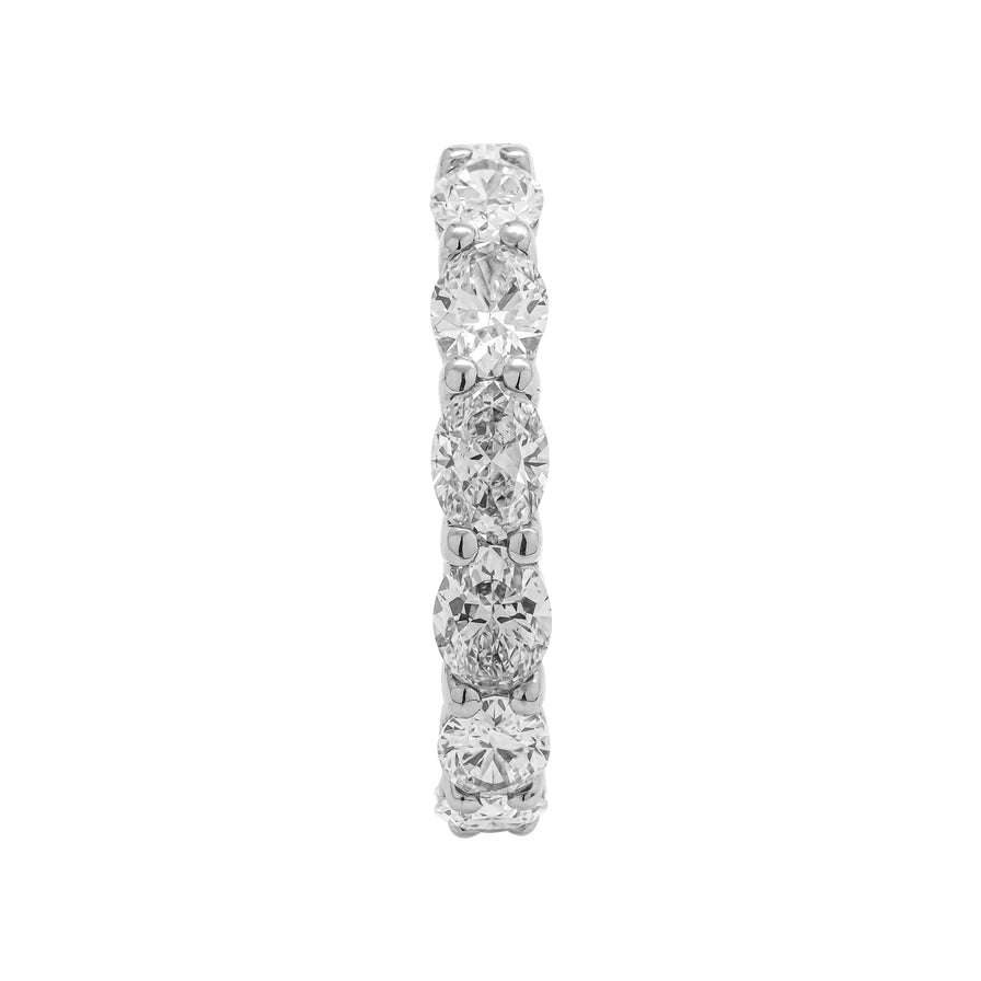 4 Carat Oval Cut Diamond Eternity Band in Platinum 30 pointer Profile View