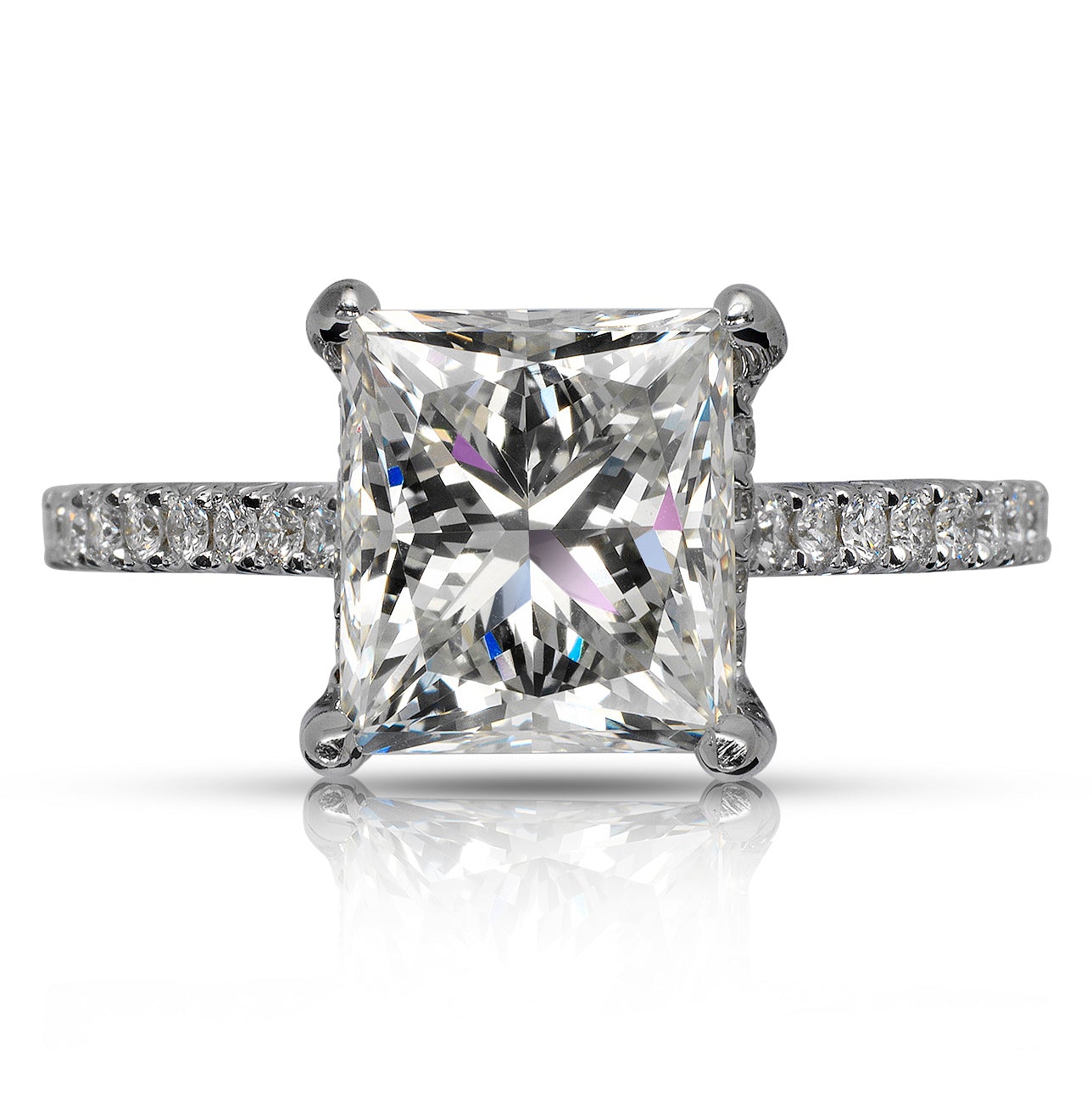 1.5 Carat Princess Cut Moissanite Engagement Ring In 14K Rose Gold - Oveela  Jewelry