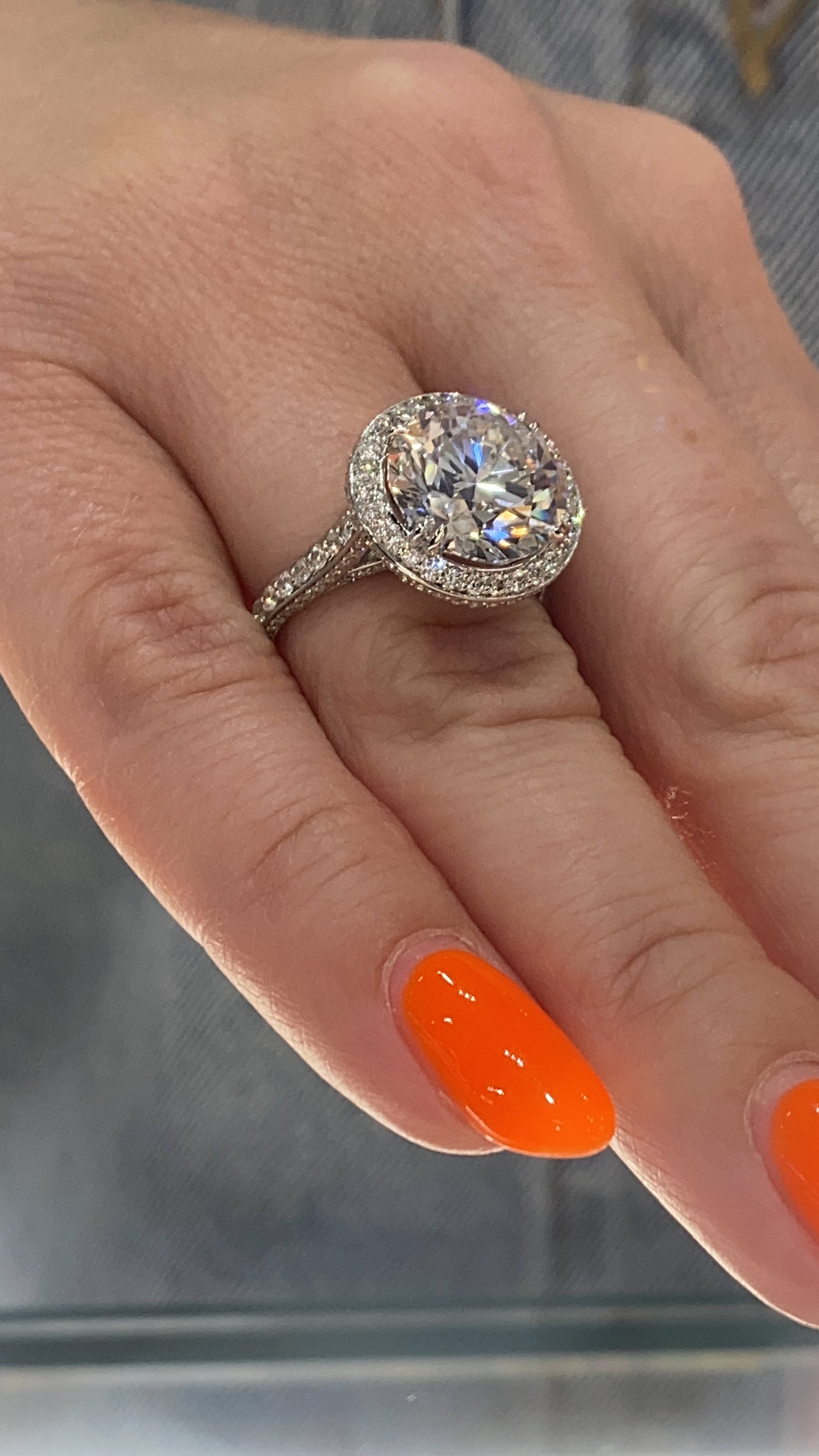Chloe 7 Carat Cushion Lab Grown Diamond Halo-Style Engagement Ring 14K  White Gold , ST013DLC - ItsHot
