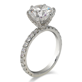 Diamond Ring Round Cut 4 Carat Solitaire Ring in 18K White Gold Side View