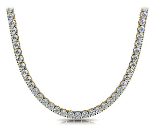 Diamond Tennis Necklace Round Shaped 40 Carat 4 prong set in 18K Yellow Gold Front View
