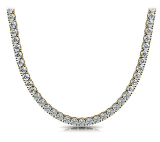 Diamond Tennis Necklace Round Cut 40 Carat 4 prong set in 18K Yellow Gold Front View