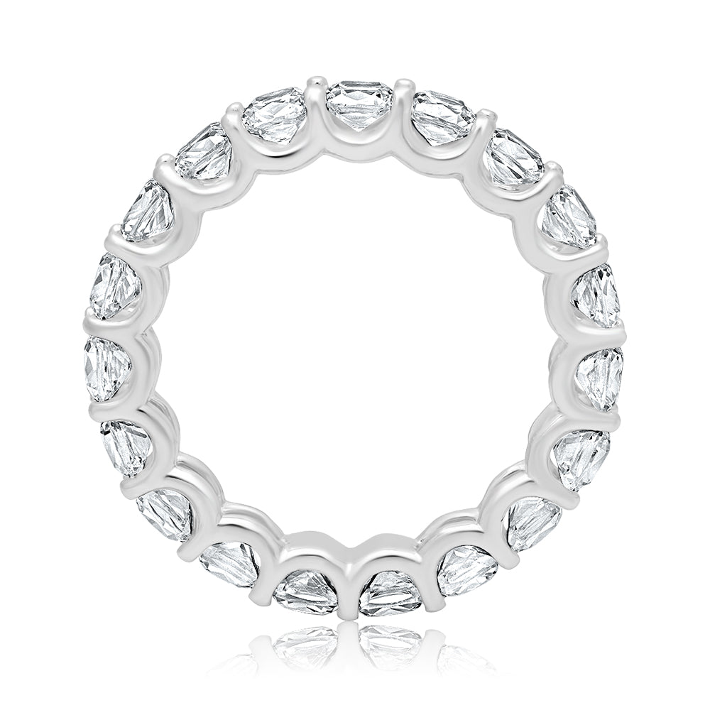  5-6 Carat Cushion Cut Diamond Eternity Band in Platinum 30 pointer Front View