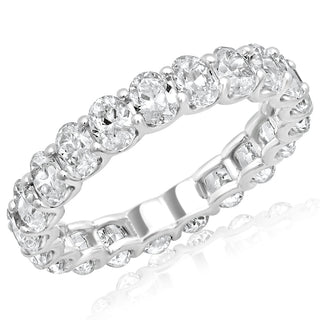 5-6 Carat Oval Cut Diamond Eternity Band in Platinum 30 pointer Side View