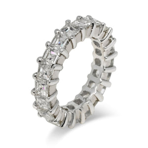 Asscher Cut Diamond Eternity Band in White Gold Shared prong 5 Carat Side View