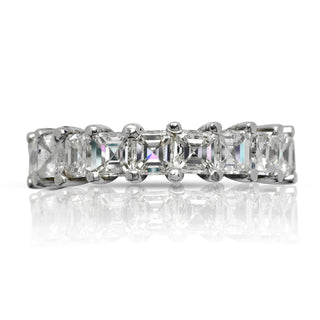 Asscher Cut Diamond Eternity Band in White Gold Shared prong Front View