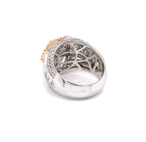 Purplish Pink Diamond Ring Cushion Cut 5 Carat Halo Ring in 18K White Gold Back View