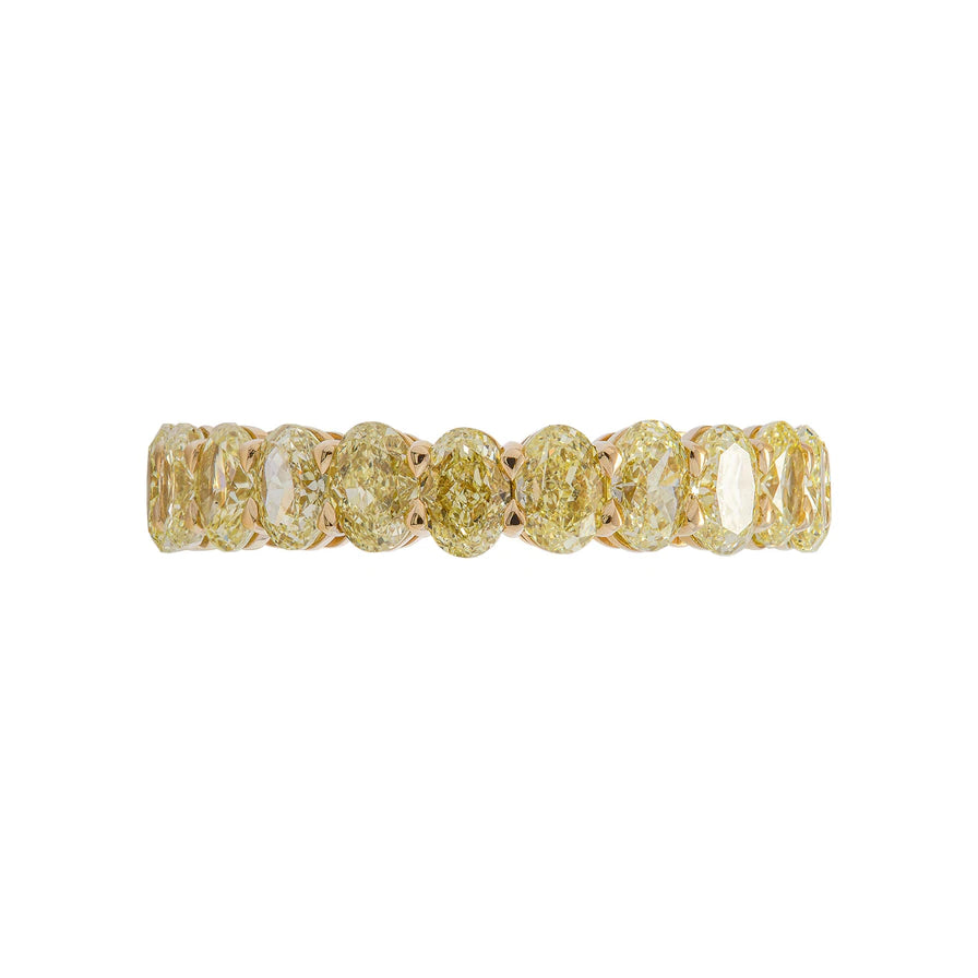 5 Carat Oval Cut Diamond Eternity Band in 18K Yellow Gold 25 pointer Profile View