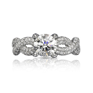 Diamond Ring Round Cut 5 Carat Halo Ring in 18K White Gold Front View