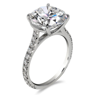 Diamond Ring Round Cut 5 Carat Sidestone ring in 18K White Gold Side View