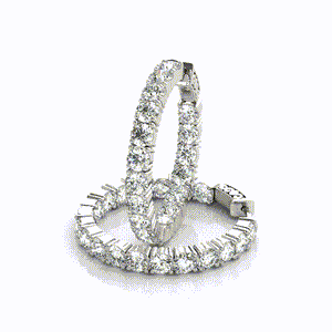Diamond Eternity Hoop Earrings 1 Inch 7 Carat in 14K White Gold Full Video View
