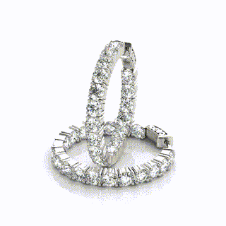 Diamond Eternity Hoop Earrings 1 Inch 7 Carat in 18K White Gold Full Video View