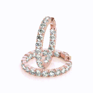 Diamond Eternity Hoop Earrings 50 Pointer 7 Carat in Rose Gold Full Video View