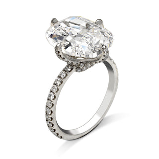 Diamond Engagement Ring Cushion Cut 6 Carat Sidestone Ring in Platinum Side View