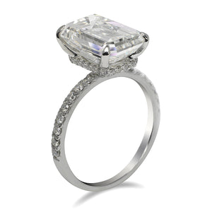 Diamond Ring Emerald Cut 6 Carat Solitaire Ring in Platinum Side View