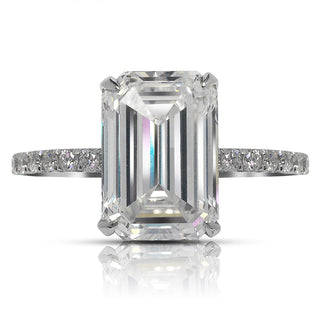 Diamond Ring Emerald Cut 6 Carat Solitaire Ring in Platinum Front View
