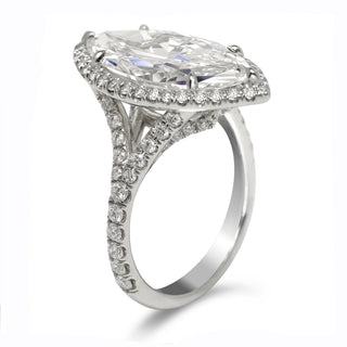 Diamond Ring Marquise Cut 6 Carat Sidestone Ring in Platinum Side View