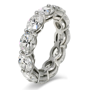 Oval Diamond Eternity Band in White Gold  U shaped shared prongs Set Side View