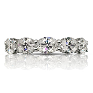 Oval Diamond Eternity Band in White Gold  U shaped shared prongs Set Side View